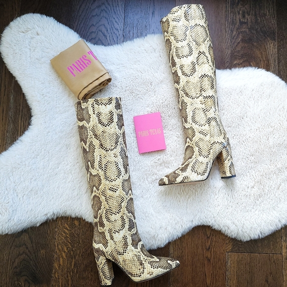 Paris Texas Knee High Snake Skin Python Leather Heeled Boots - Picture 4 of 13